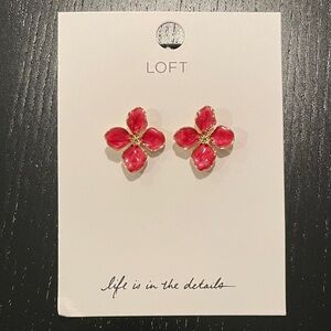 NWT LOFT Vibrant Red Floral Earrings
